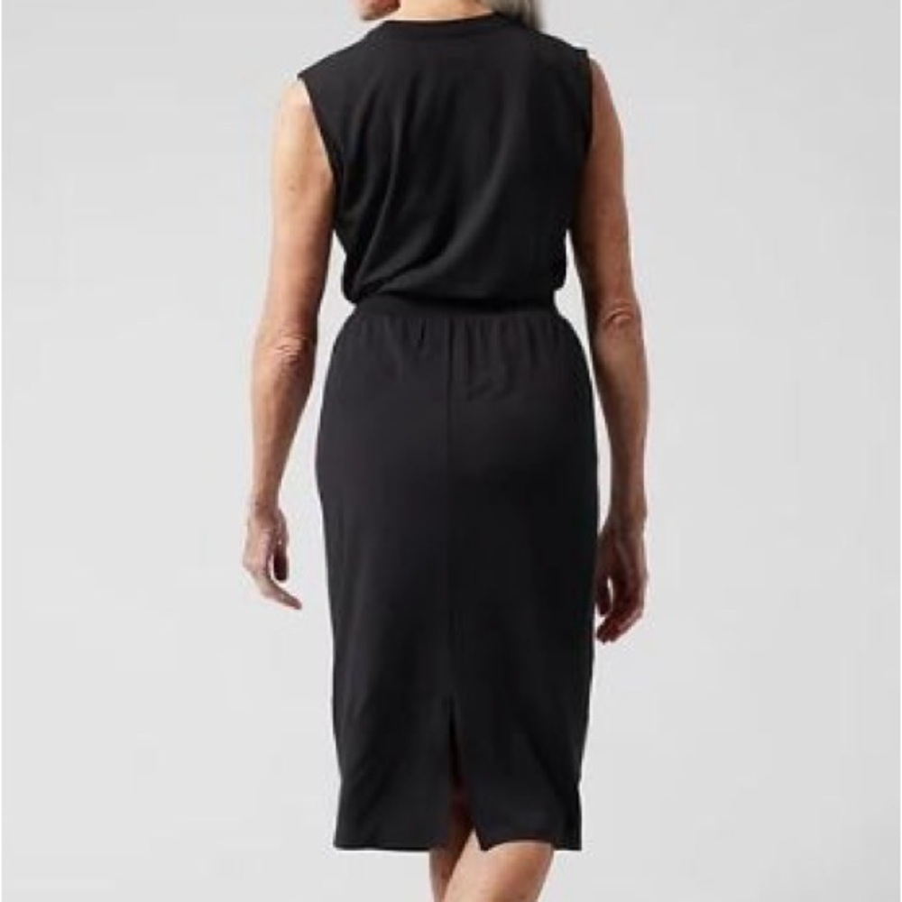 Athleta Santorini Lightweight Travel Cinch Work Dress Casual Black Small - Picture 10 of 10